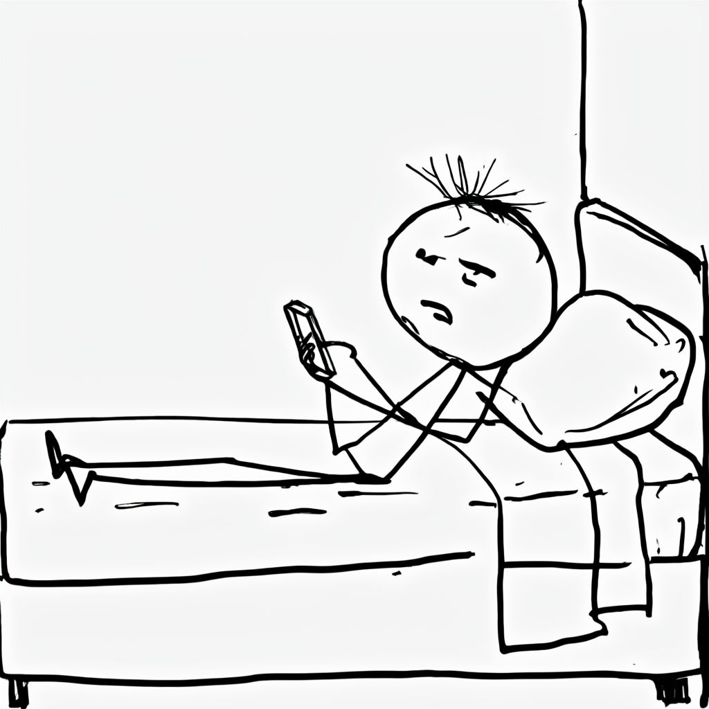 Person using phone in bed